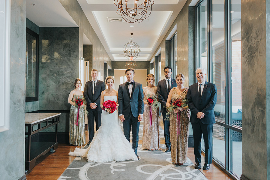 bridal party in hotel