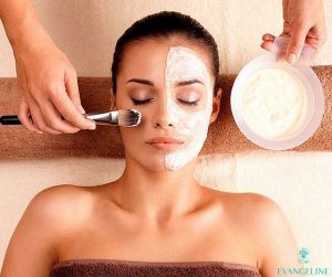 Woman getting face mask