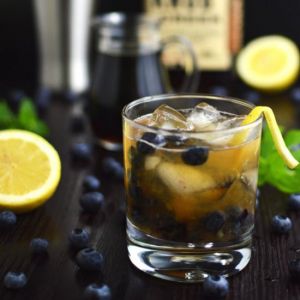Blueberry basil bourbon smash