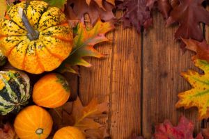 Thanksgiving pumpkins and leaves